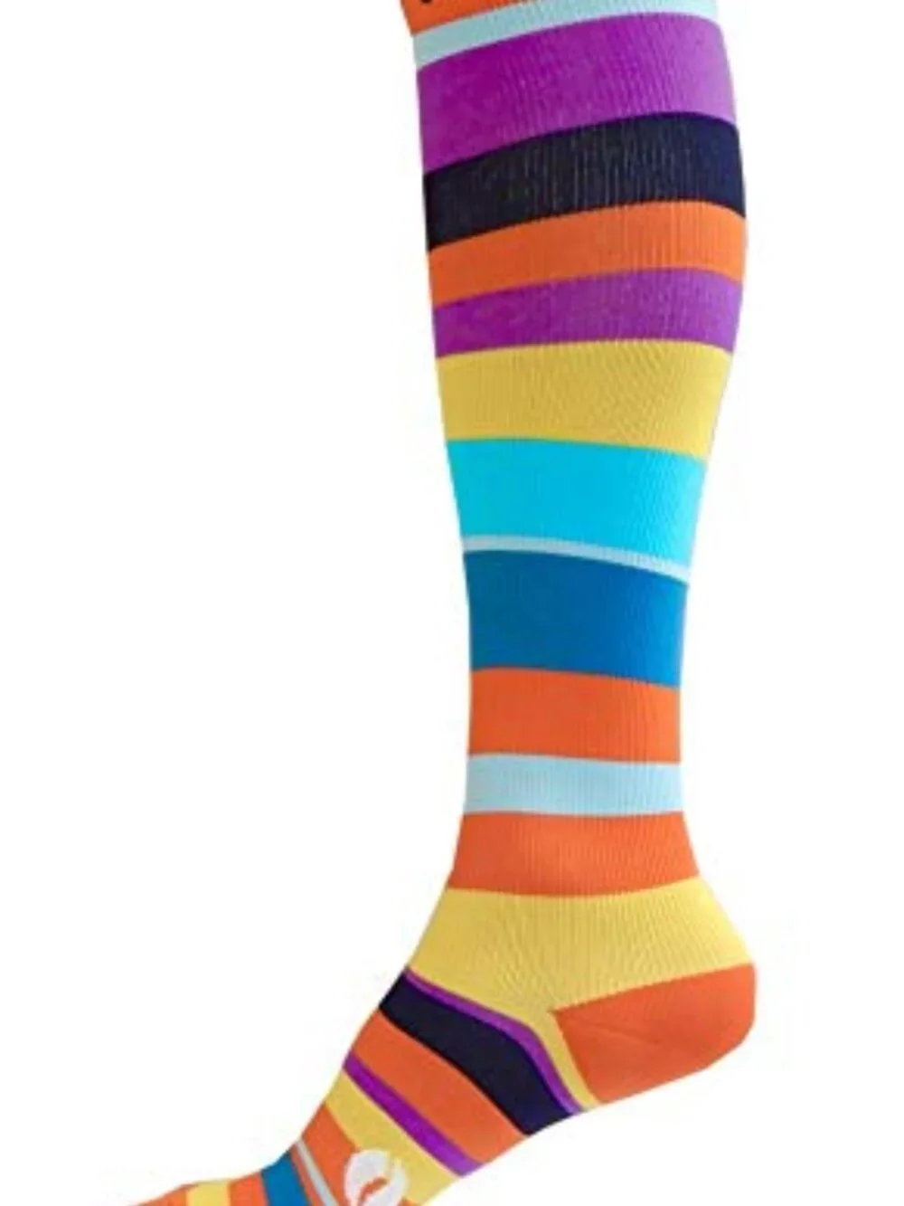 EUC Wave Adult 20-30mmhg S/M Knee High Compression Socks Long Orange Striped